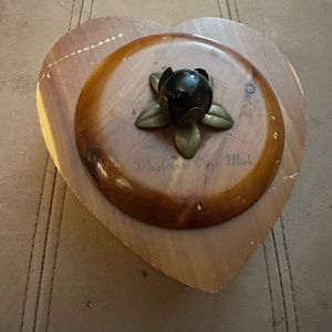 Mid century wooden heart trinket box